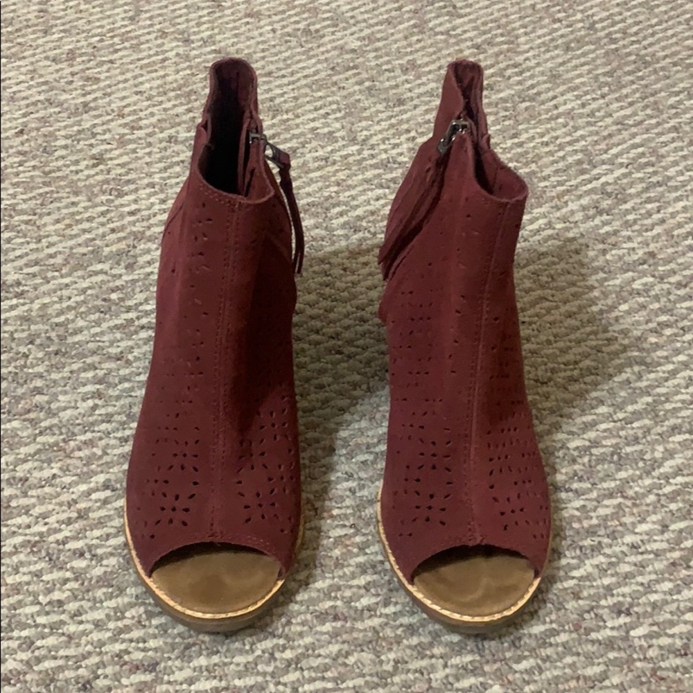 BOOTIE OPEN TOE Tom's suede wine color